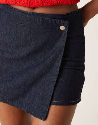 Mango Denim Skort Open Blue
