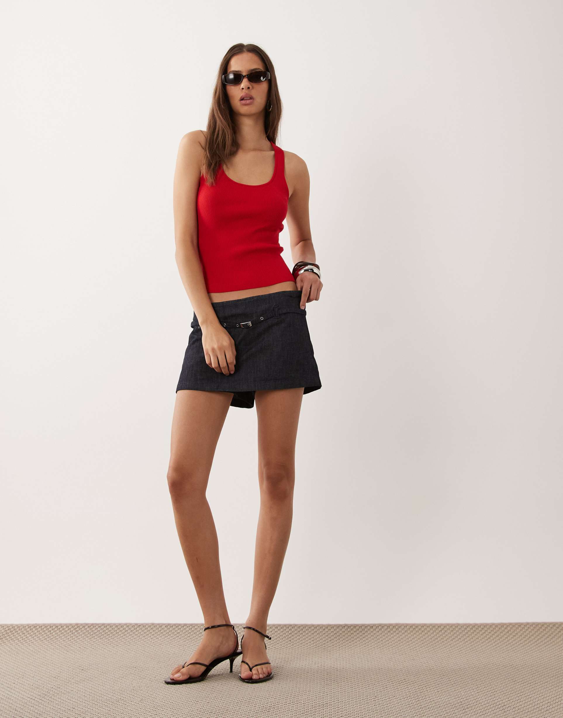 mango denim skort in indigo