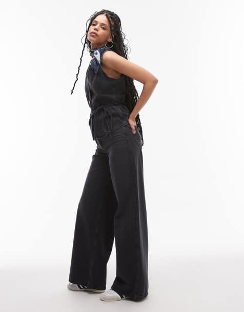 Mango denim tie co-ord in black - view 1