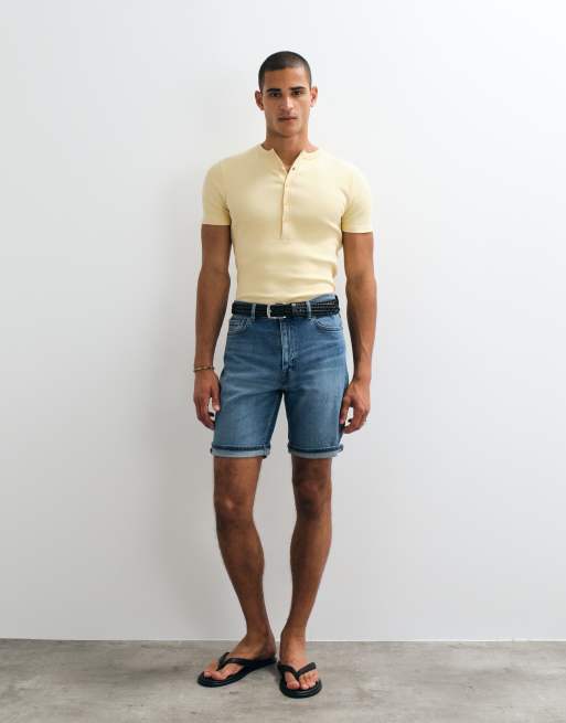 Mango denimshorts med uppvikt fåll i tvättad blå, 3 av 5