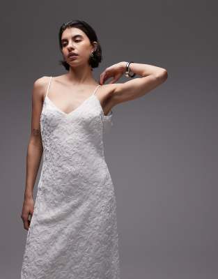 Mango Devore Maxi Slip Dress In White