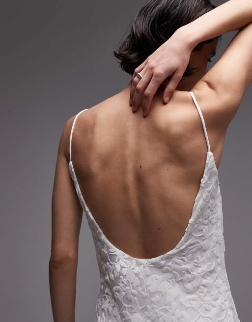 Mango devore maxi slip dress in ivory 