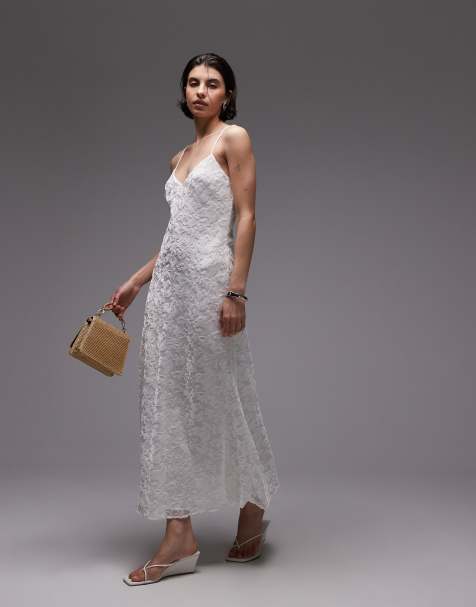 Mango devore slip maxi dress in ivory - view 1