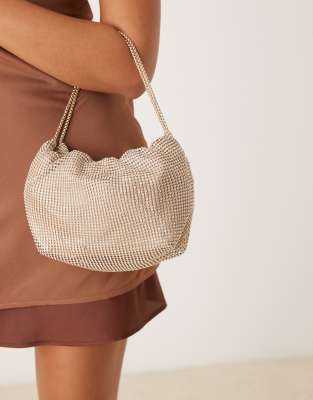 Mango Diamante Chain Bag In Gold