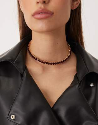 Mango Diamante Choker In Black