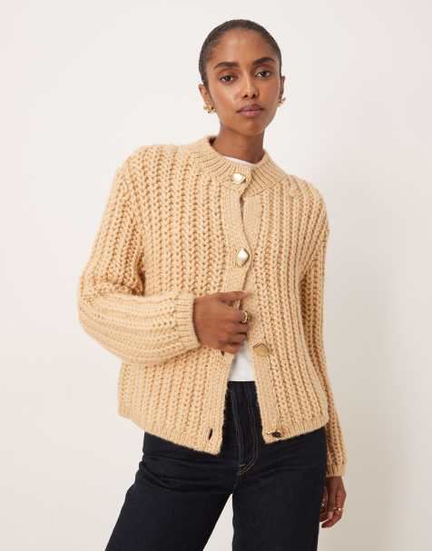 Mango - Dik vest met statement knopen in beige - view 1
