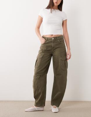 Mango Dilly Cargo Jeans In Green