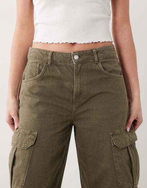 Mango - Dilly - Jean bouffant fonctionnel en coton - Kaki, 4 de 5