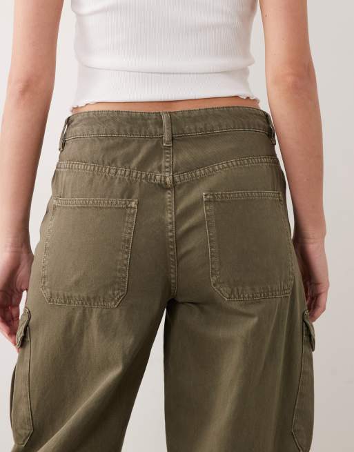 Mango - Dilly - Utility jeans van 100% katoen met wijde ronde pijpen in kaki, 5 van 5