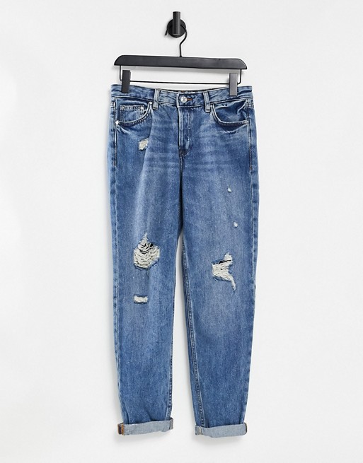 Mango distressed skinny jeans in blue