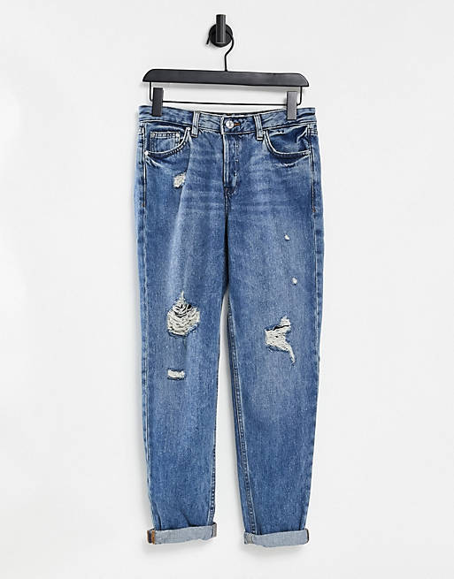Women Mango distressed skinny jeans in blue 