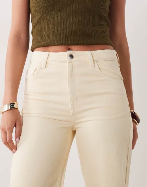 Mango - Doja - Jean droit en coton avec détails brodés - Jaune babeurre, 5 de 5