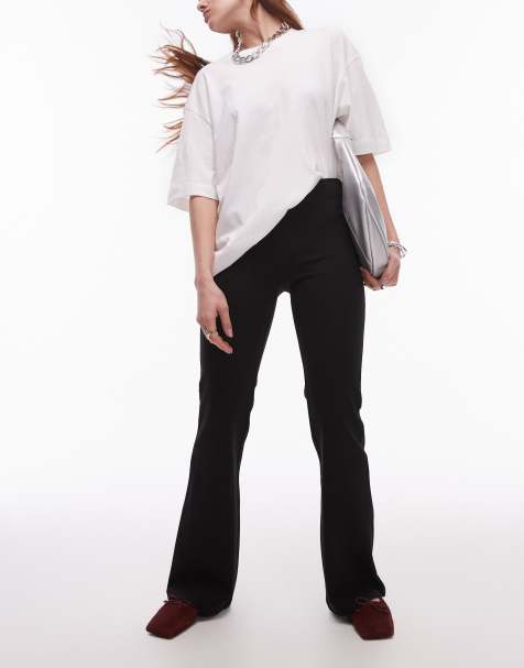 Mango fitted high waist flare trouser in black