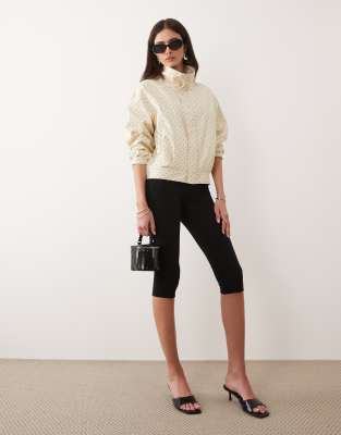 Mango Dots 100 cotton high neck zip up jacket in beige and black polka dots beige 26990₽
