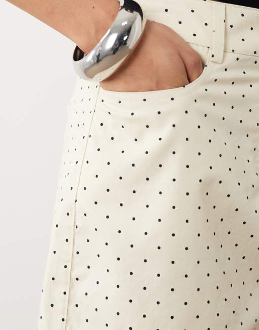 Mango – Dots – Jeansshorts aus 100% Baumwolle in Beige und Schwarz gepunktet, 5 von 5