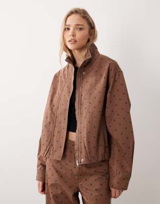 Mango - Dots - Trainingsjacke in gepunktetem Braun, Kombiteil-Brown