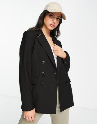 Mango double breasted blazer in black - ASOS Price Checker