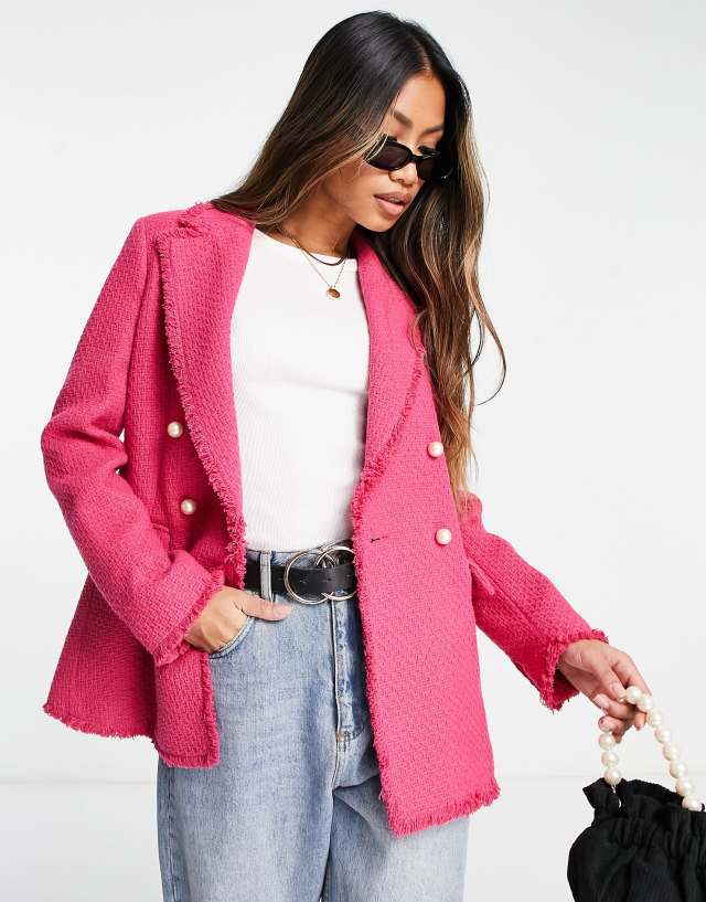 Mango double breasted blazer in pop pink