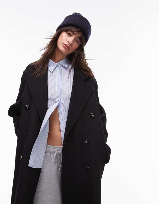 Mango double breasted maxi coat in black, 3 of 4