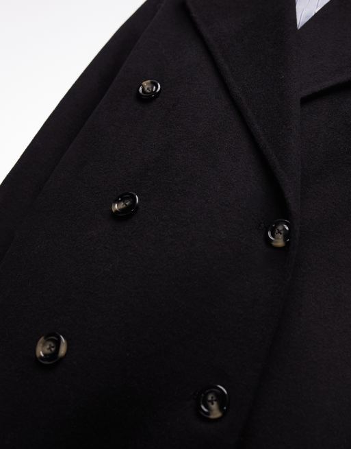 Mango double breasted maxi coat in black, 4 of 4