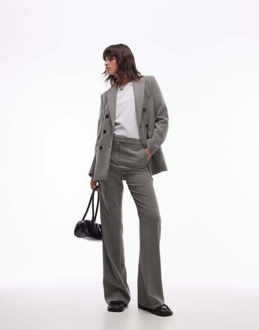 Mango double breasted oversized blazer and pants set in light gray