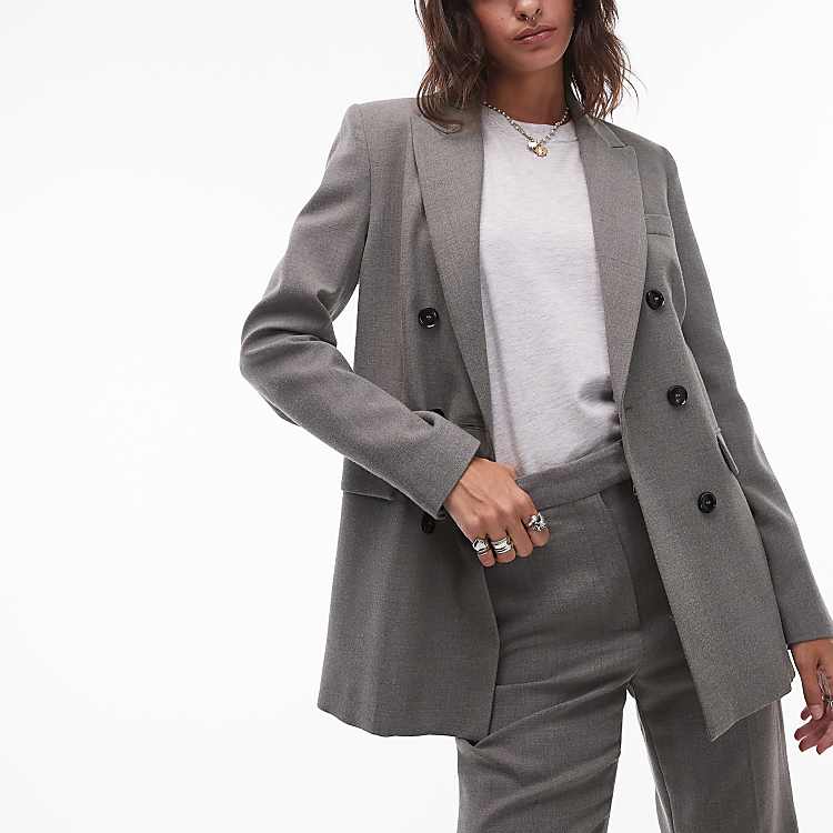 Mango double breasted oversized blazer in light gray - part Mango double breasted oversized blazer in light gray - part