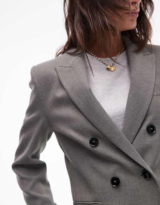 Mango double breasted oversized blazer in light gray - part Mango double breasted oversized blazer in light gray - part