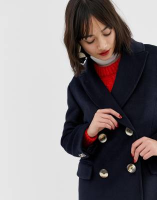 navy wool short coat