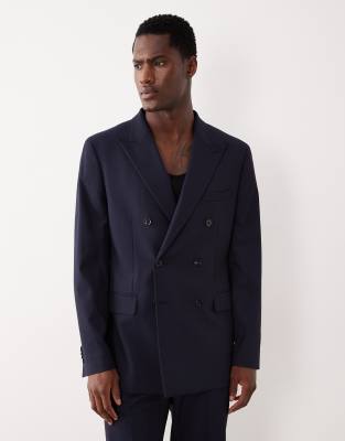 Mango Mango double breasted slim fit tailored blazer co-ord in navy-Blue