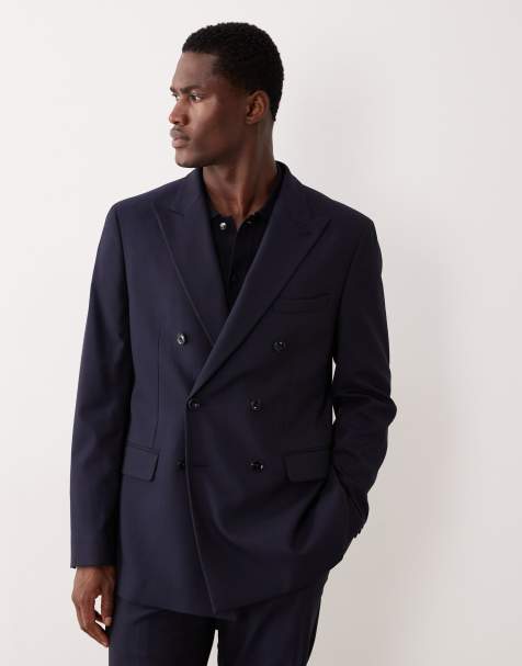 Mango double breasted slim fit tailored blazer co-ord in navy - view 1