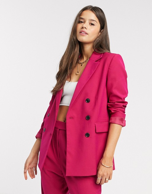 Mango double breasted tailored blazer co-ord in bright pink