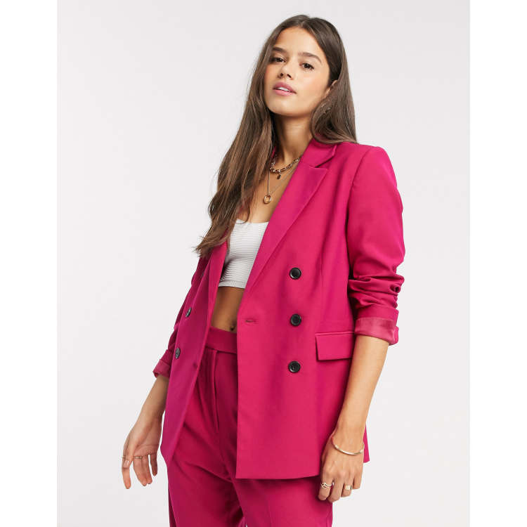 Mango double breasted tailored blazer two-piece in bright pink