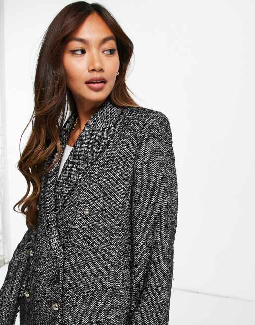 Mango double breasted wool coat in grey ASOS