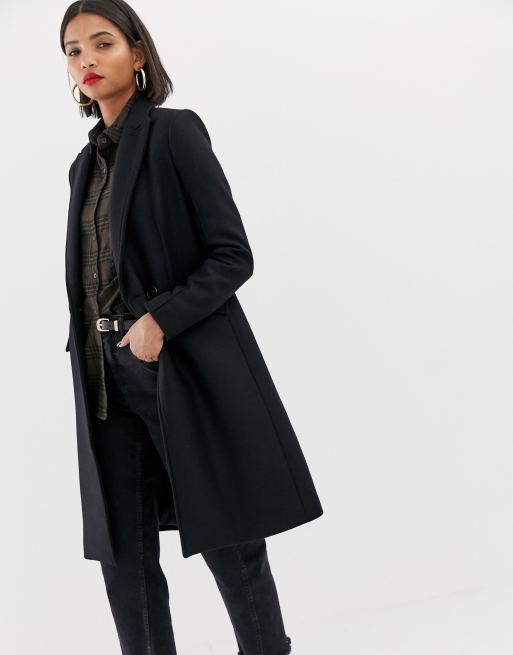 Mango double button tailored coat in black | ASOS