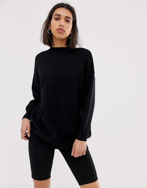 Mango double faced crew neck jumper in Black | ASOS