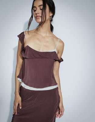 Mango Double Layer Top Co-ord In Brown