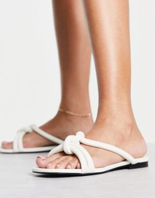 Mango double strap sandals in white