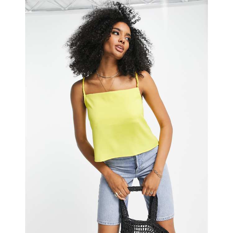 Yellow spaghetti best sale strap top