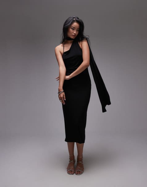 Mango – Drapiertes Wickel-Midikleid in Schwarz - view 1