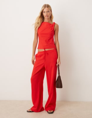 Mango Drawstring Pants In Red