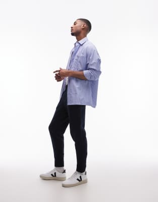 Mango Mango drawstring slim fit joggers in navy