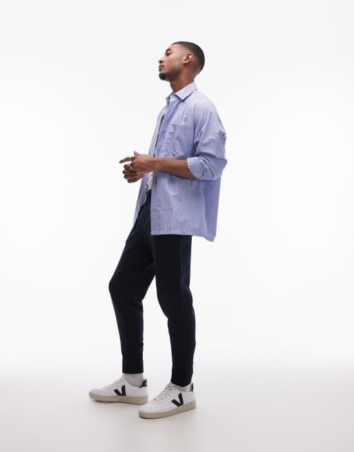 Mango drawstring slim fit sweatpants in navy