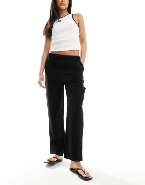Mango drawstring slim trouser in black - view 1