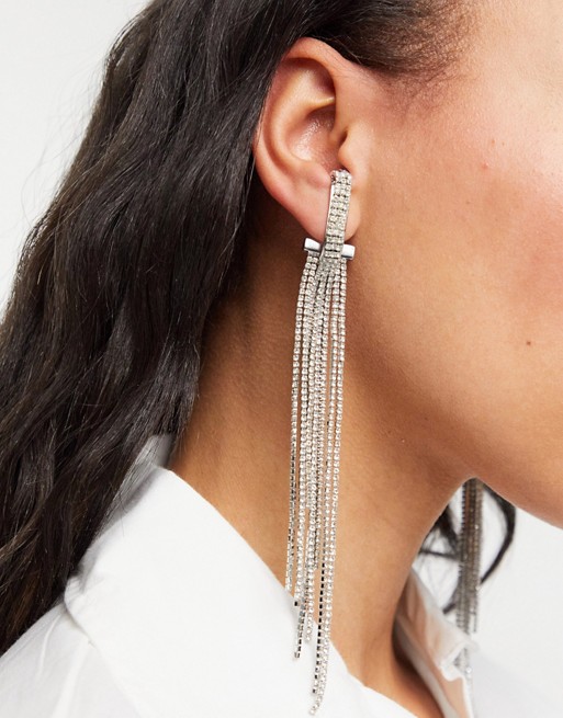 Mango drop chain earrings in silver