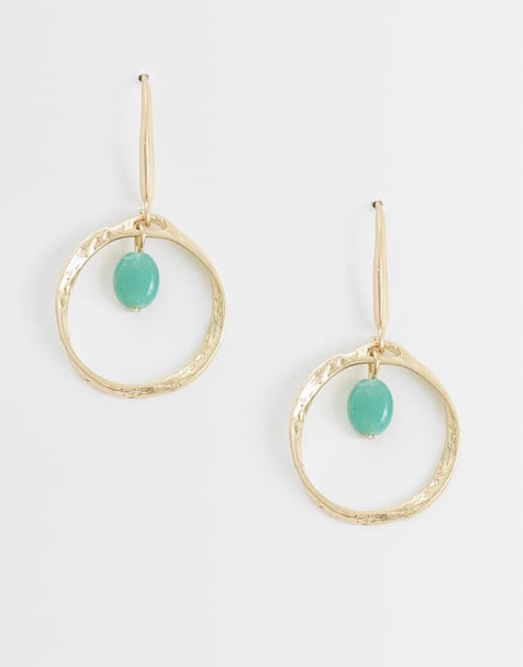 Mango drop earrings in green and gold tone - view 1