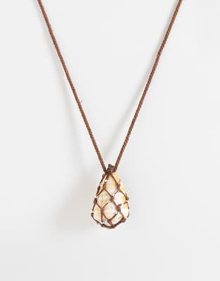 Mango drop necklace in brown
