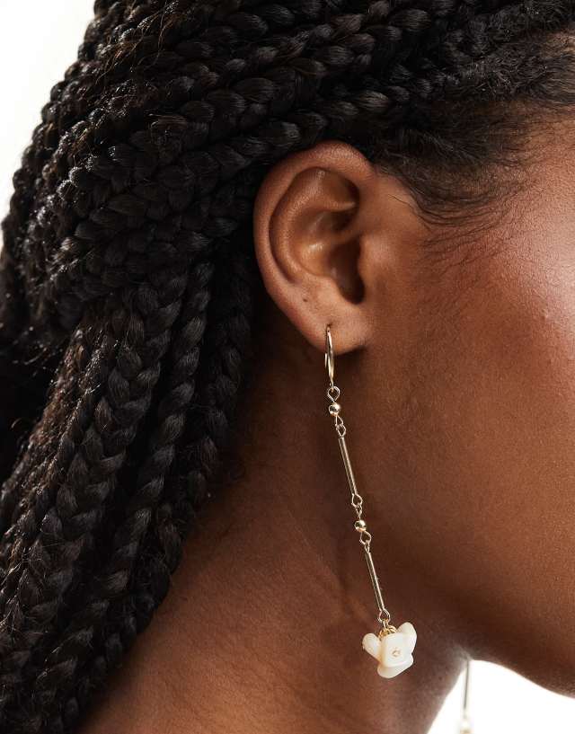 Mango - drop pearl hoop earrings in gold