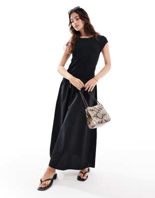 Shop Mango drop waist midi t shirt dress in black Online – Trendy & Affordable Fashion