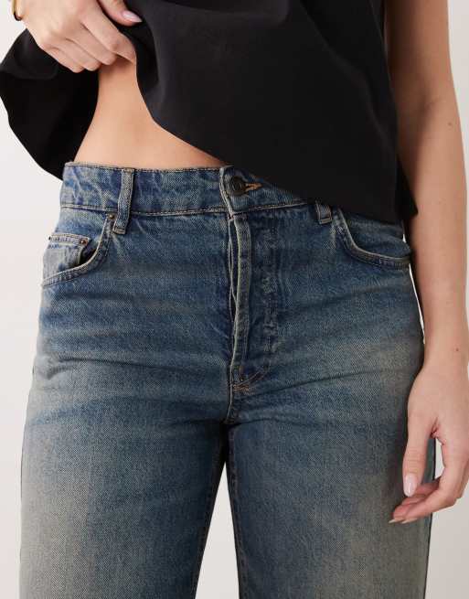 Mango Dulce 100% cotton straight leg jeans in dark blue wash, 4 of 5