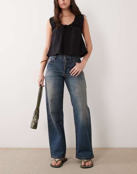 Mango - Dulce - Jeans dritti in 100% cotone lavaggio blu scuro - view 1